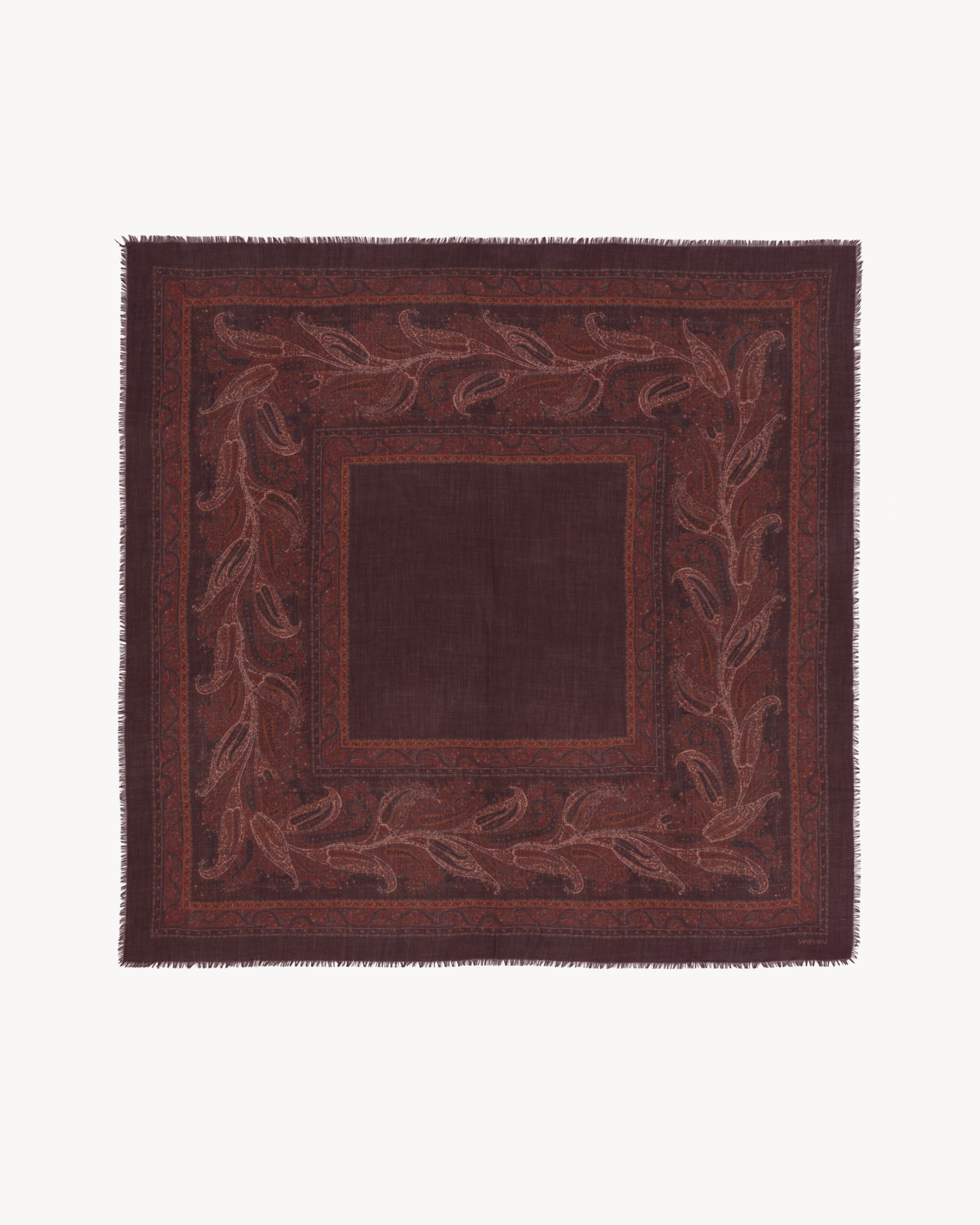 square scarf in paisley cashmere twill