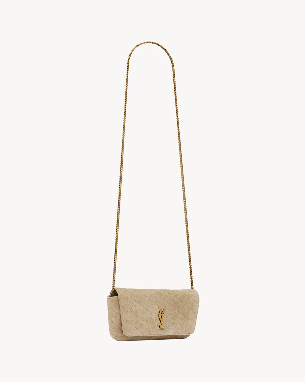 GABY chain phone holder in quilted suede