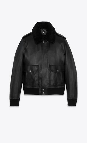 leather and shearling bomber jacket 