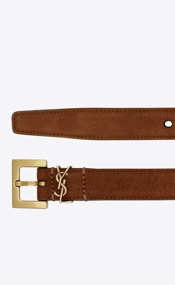 cassandre thin belt with square buckle in suede