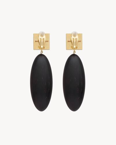 square earrings in bamboo and metal