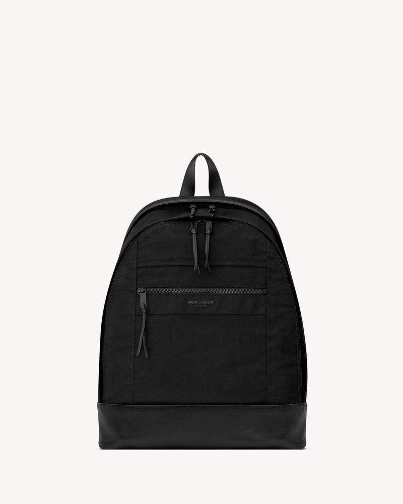 CITY backpack in nylon canvas and leather