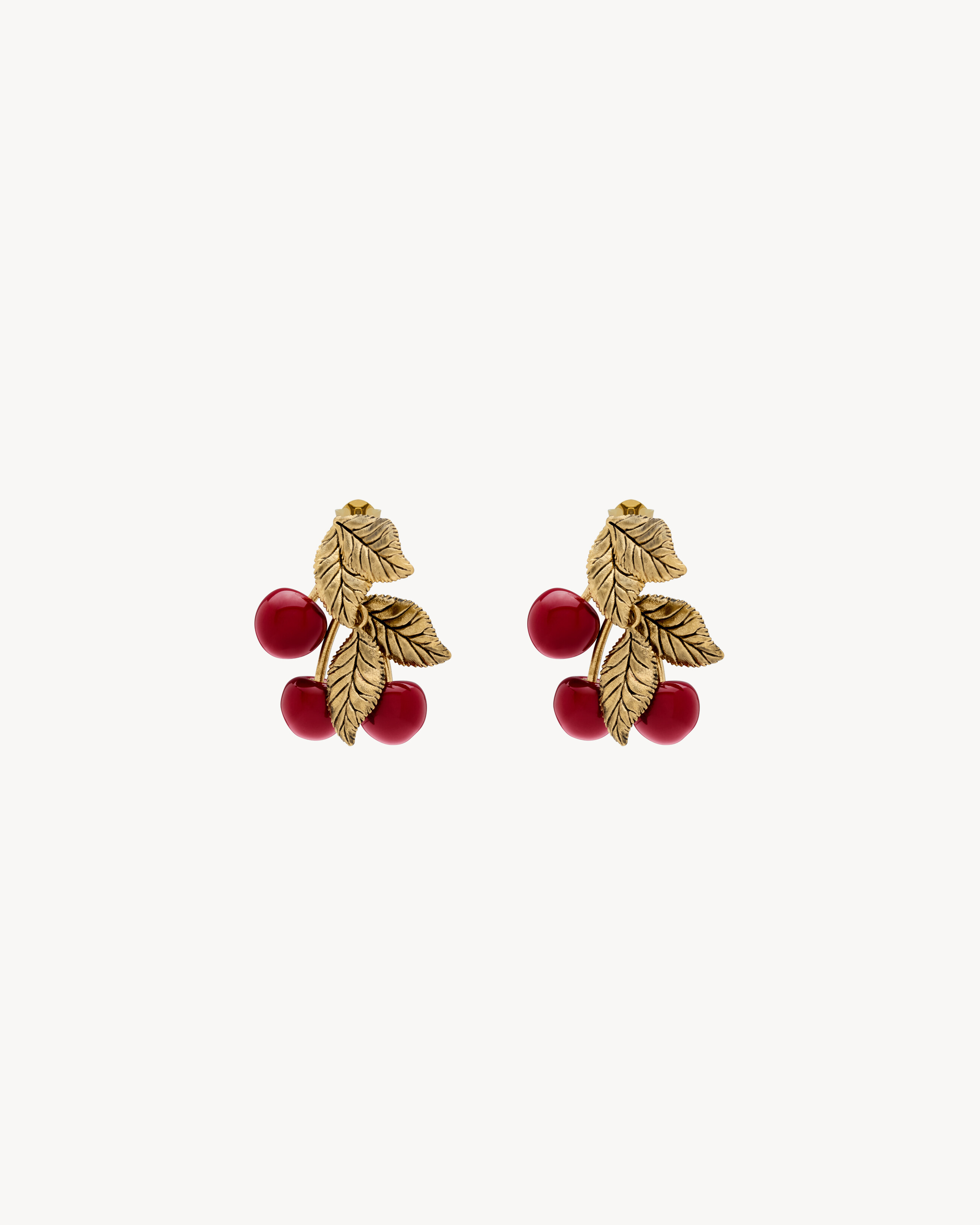 Boucles d'oreilles cerise en émail et métal