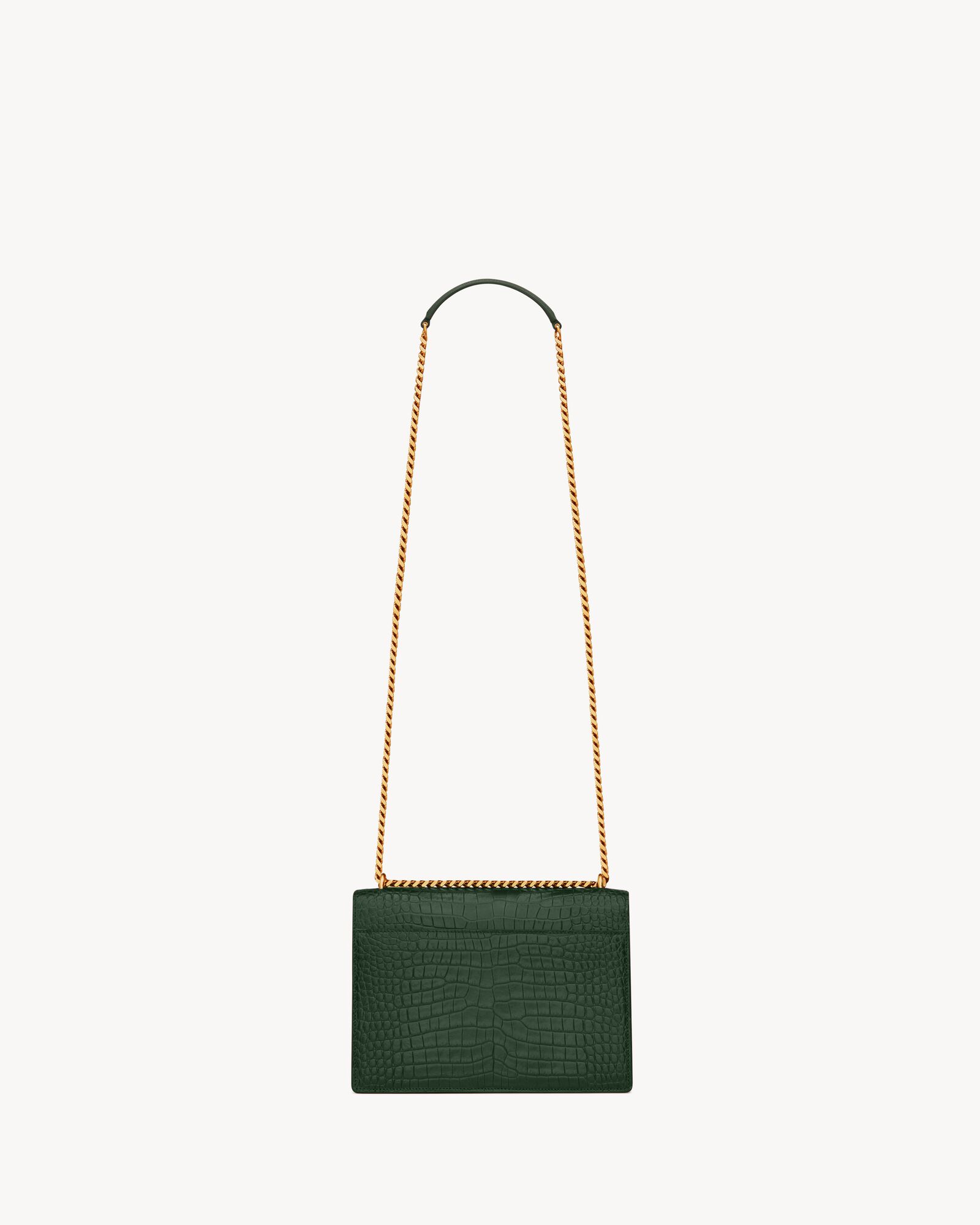 CASSANDRA Mini top handle bag in crocodileembossed shiny leather
