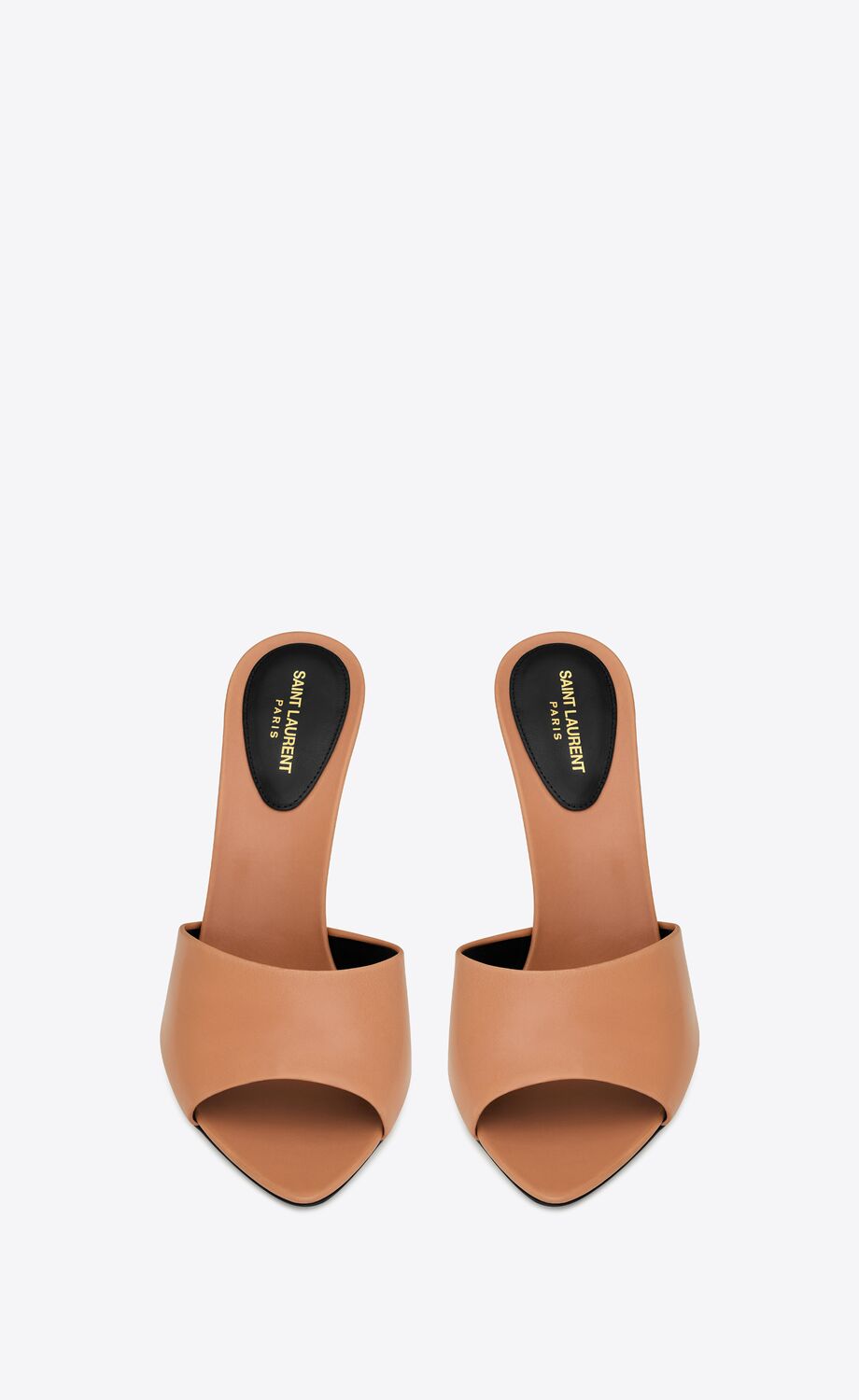 suite mules in shiny leather