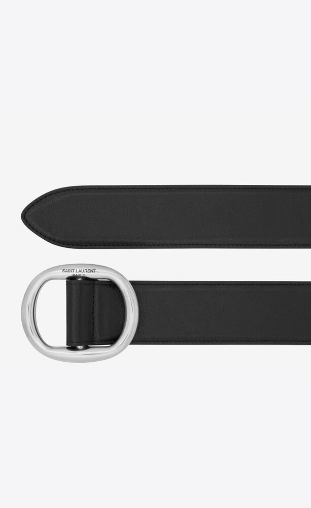 Oval buckle belt in smooth leather | Saint Laurent | YSL.com
