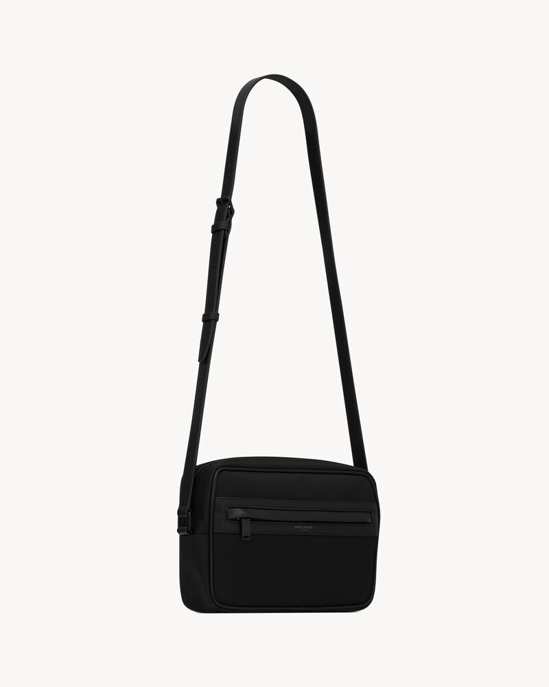 SAINT LAURENT Lambskin Nylon Small Camp Camera Bag Black 1171697