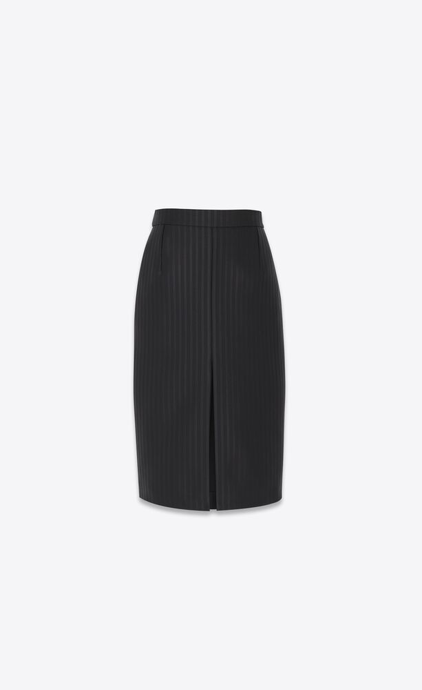 pencil skirt in striped wool and silk