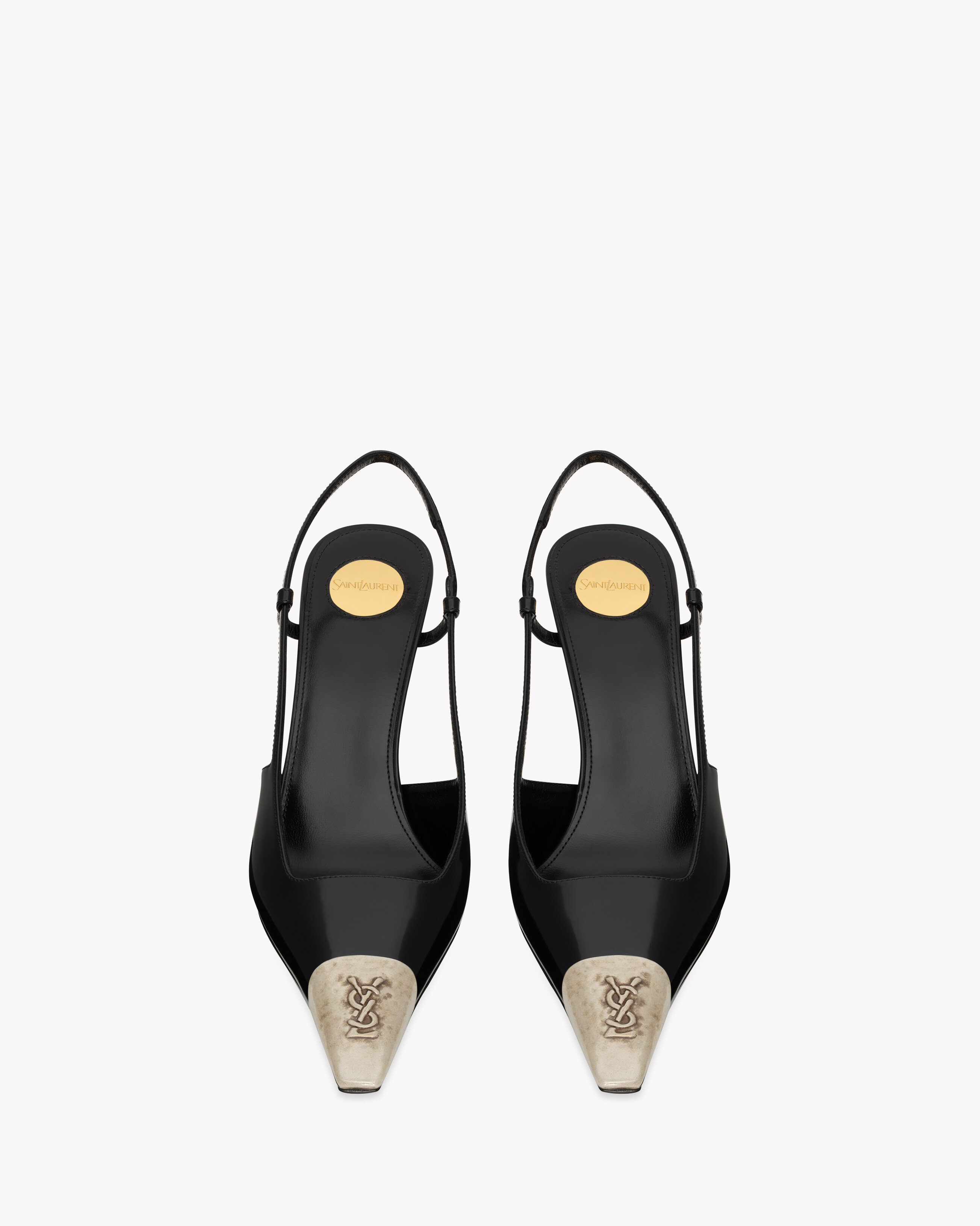 JEANNE slingback pumps in glazed leather