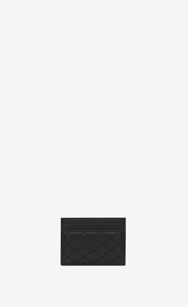 SAINT LAURENT Gaby quilted leather cardholder - Women - Beige Wallets and Cardholders