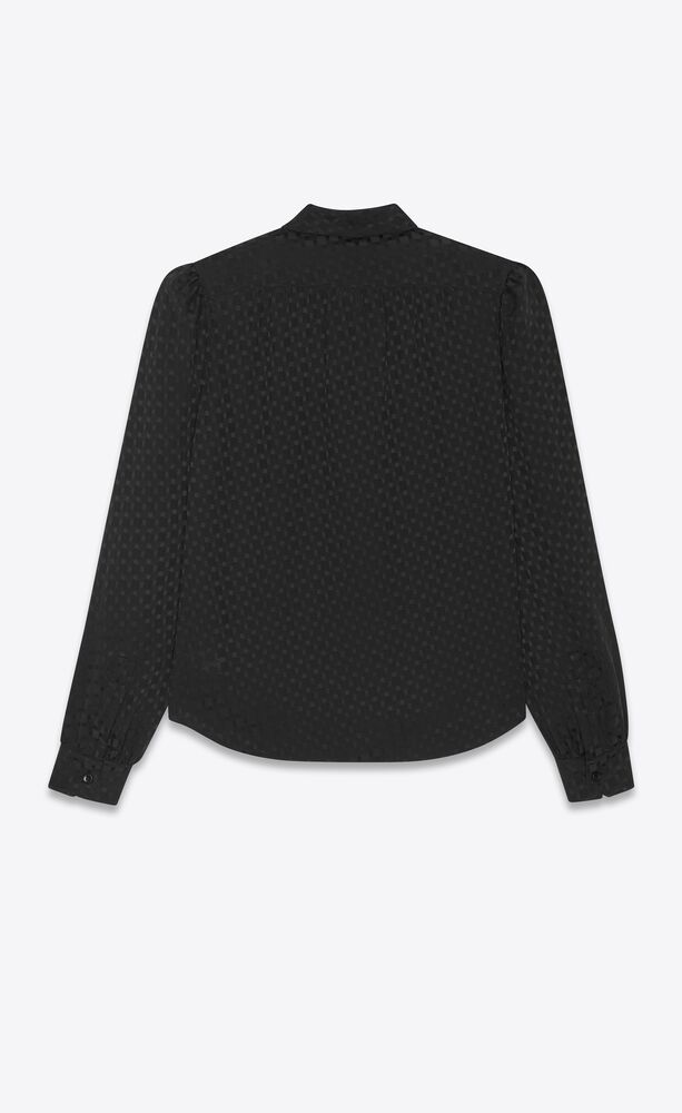 Lavallière-neck shirt in matte and shiny silk | Saint Laurent | YSL.com