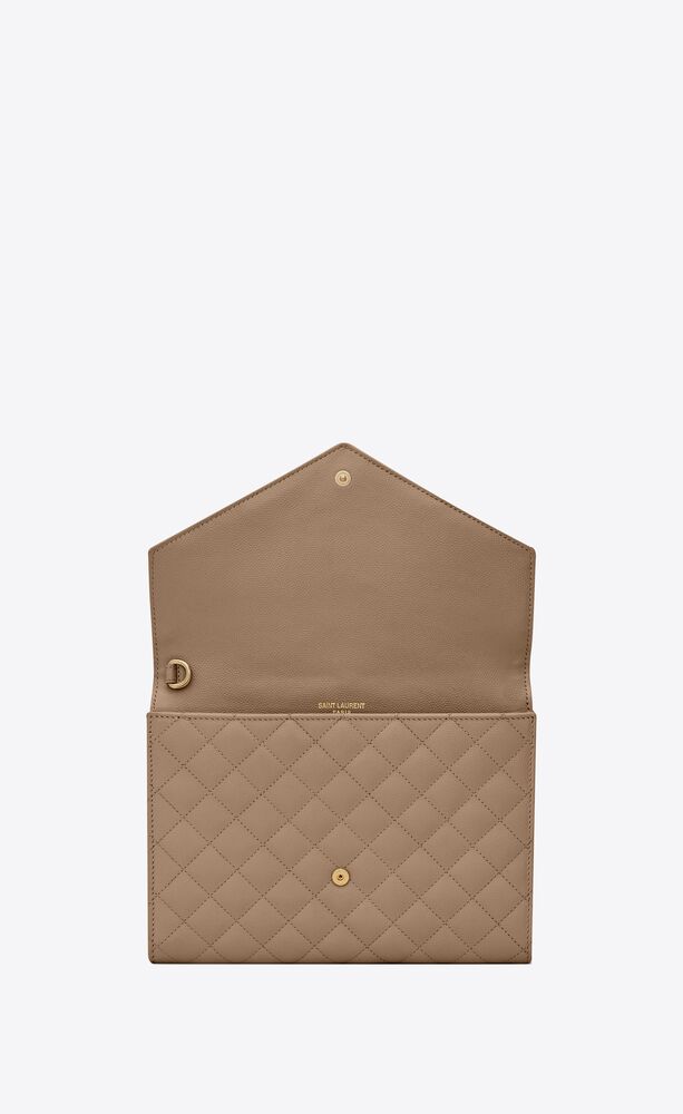 Saint Laurent Women's Envelope Quilted Pebbled Leather Wallet on