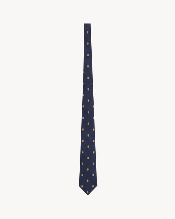 wide tie in medallion silk jacquard in Blue | Saint Laurent | YSL