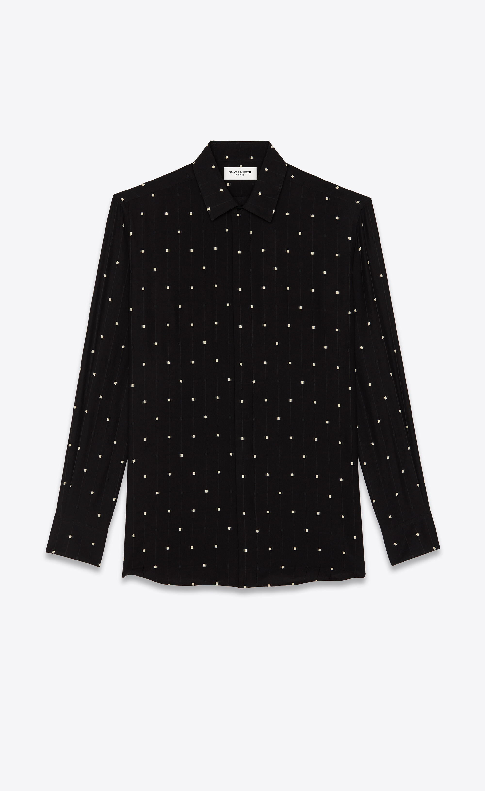 Carré-dotted shirt in shiny and matte check silk