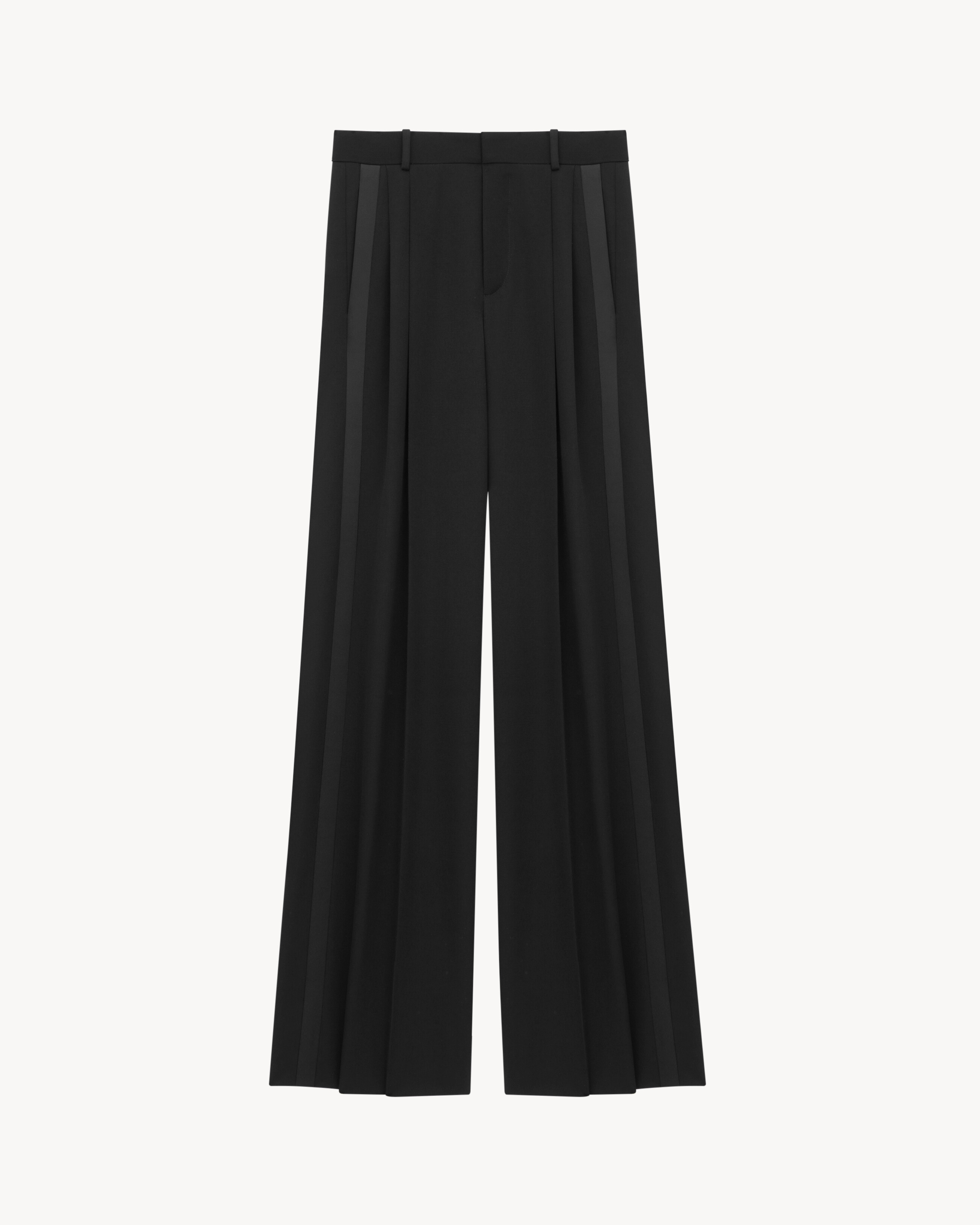 wide-leg tuxedo pants in grain de poudre
