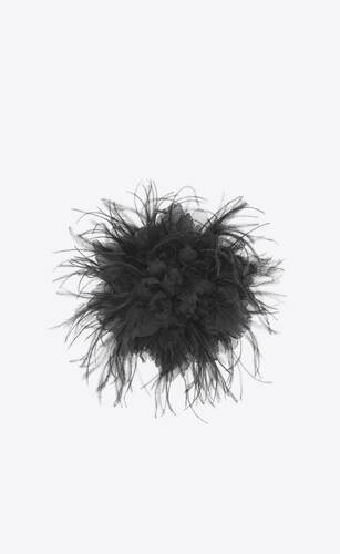 oversized anemone brooch in silk and feathers
