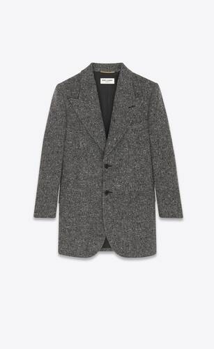 Womens Clothing Jackets Blazers sport coats and suit jackets Saint Laurent Single-breasted Check-print Wool Blazer in Grey 