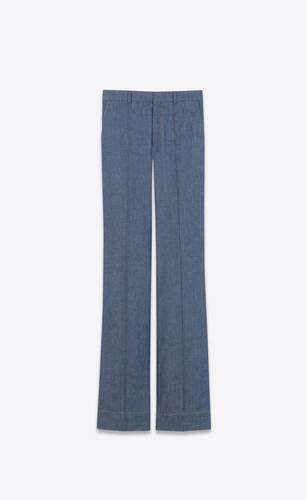 straight-leg pants in blue denim