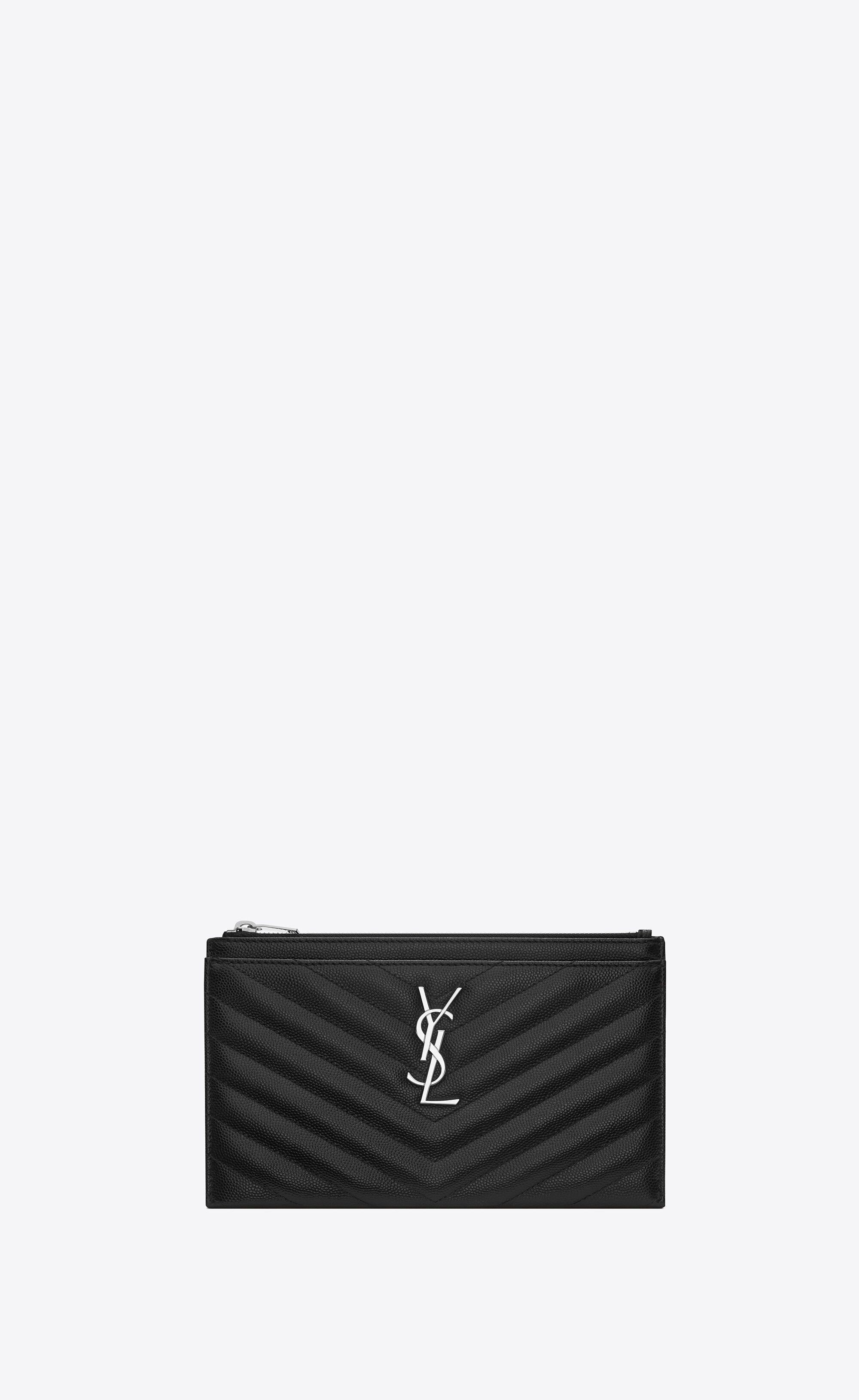 ysl monogram bill pouch in grain de poudre embossed leather