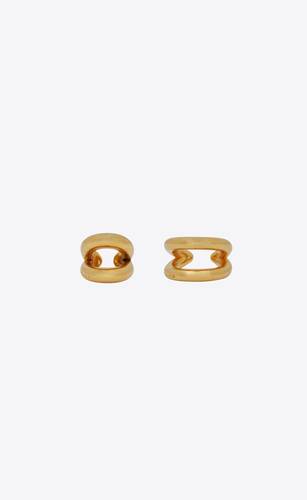 Saint Laurent Gold Three Curb Chain Earrings