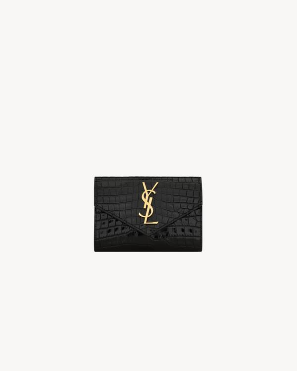 サンローラン ブラック ショートウォレット（ワニ柄 / エイリアンレザー調）​ 三越伊勢丹 | SAINT LAURENT/サンローラン_women通販 | YSL