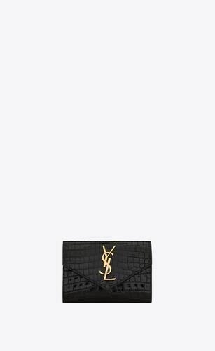 Saint Laurent Tiny Monogram Compact Zipped Wallet - Black