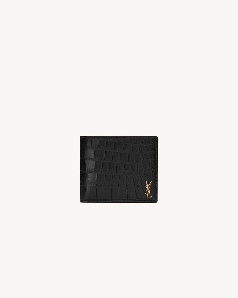 TINY CASSANDRE East/West wallet with coin purse in CROCODILE-EMBOSSED matte leather