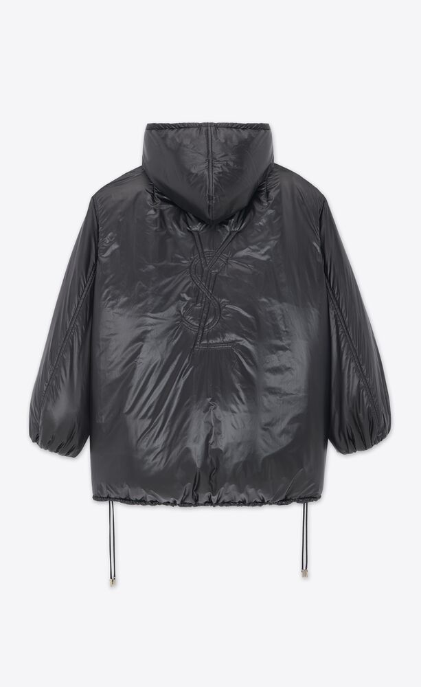 Cassandre Leather Puffer Jacket in Black - Saint Laurent
