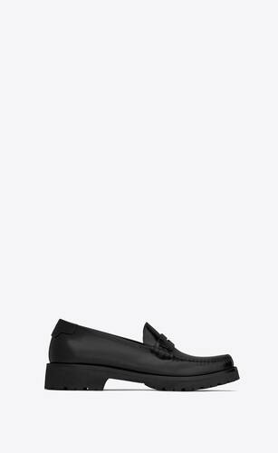 le loafer chunky penny slippers in glazed leather