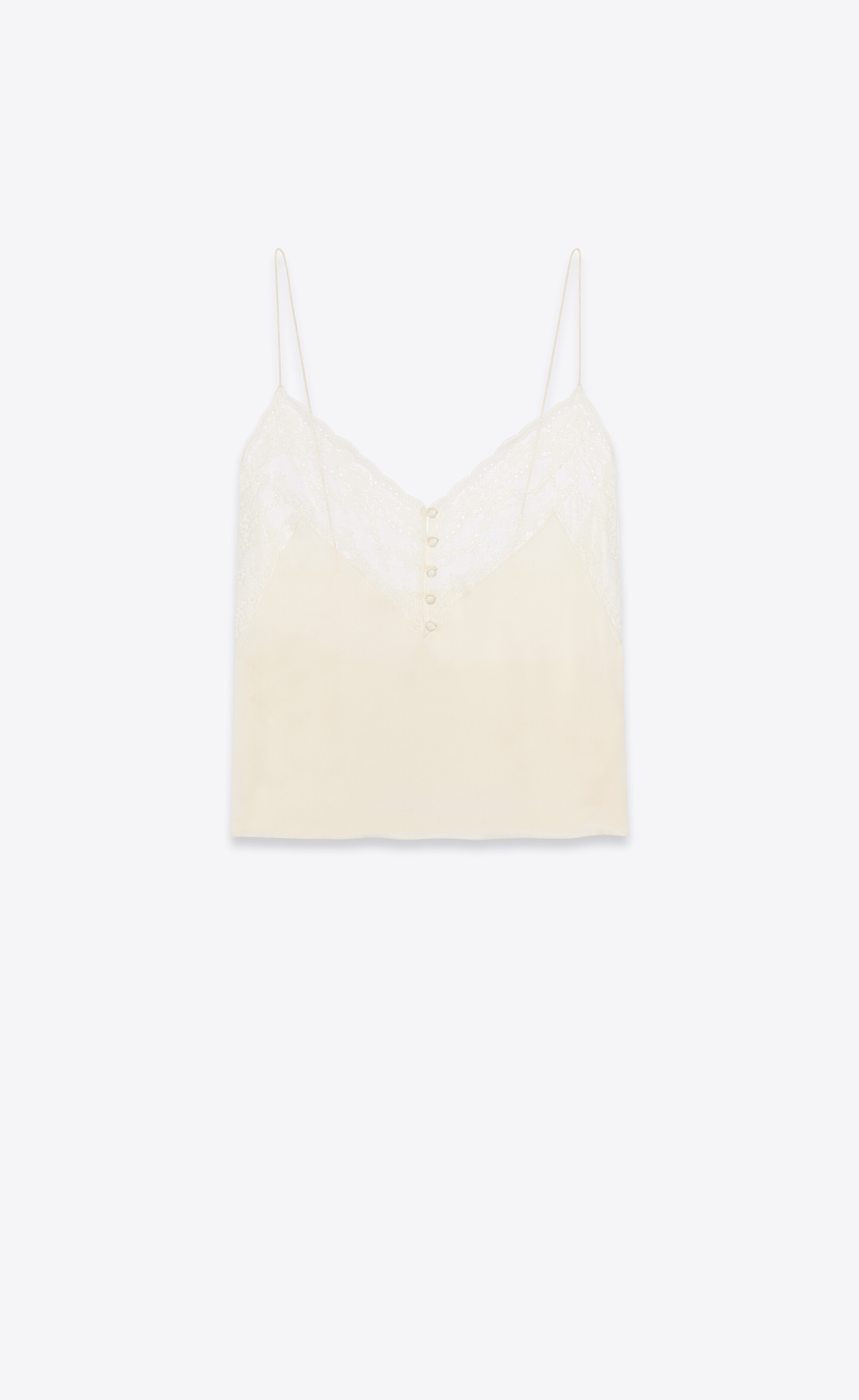 Top in silk satin charmeuse and lace, Saint Laurent