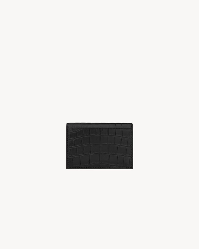 TINY CASSANDRE BUSINESS CARD CASE IN CROCODILE-EMBOSSED LEATHER