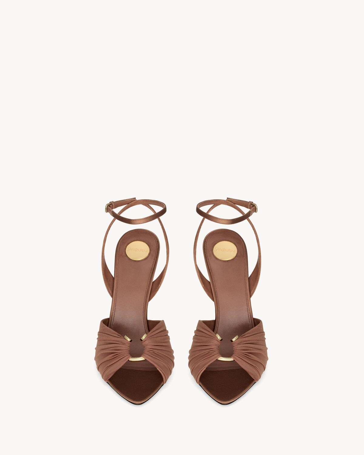 LOLA sandals in smooth leather and draped jersey