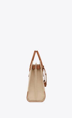 sac de jour thin large in canvas and vegetable-tanned leather