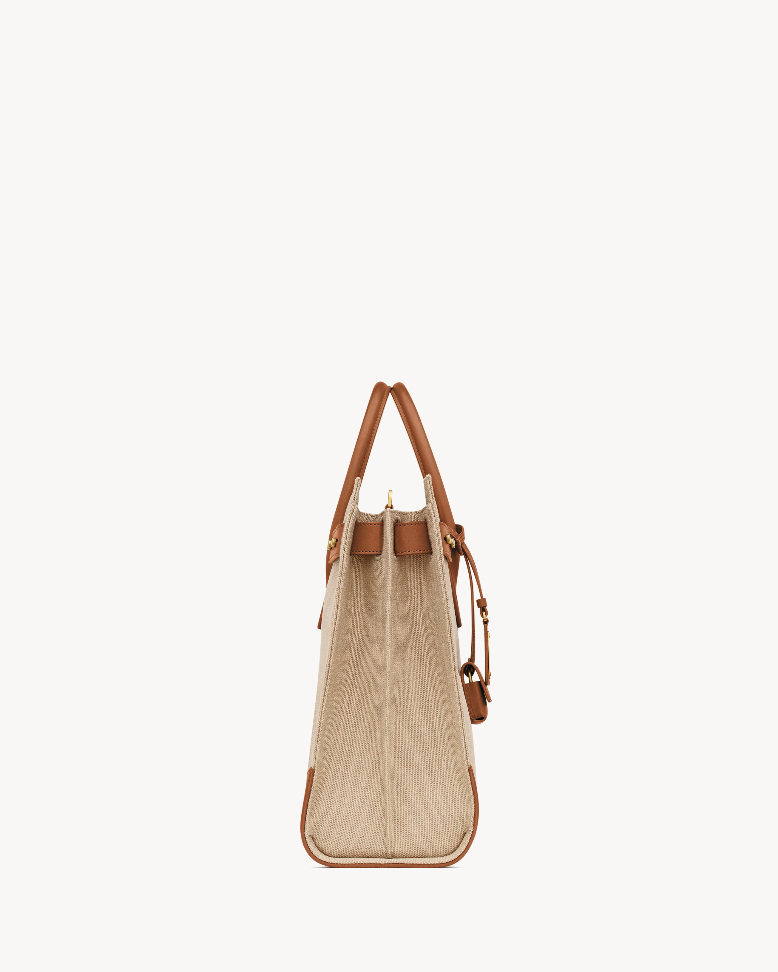 SAC DE JOUR thin large in canvas and vegetable-tanned leather