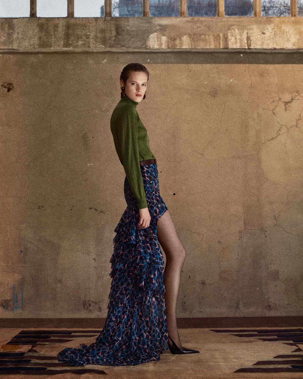 turtleneck sweater in cashmere, wool and silk