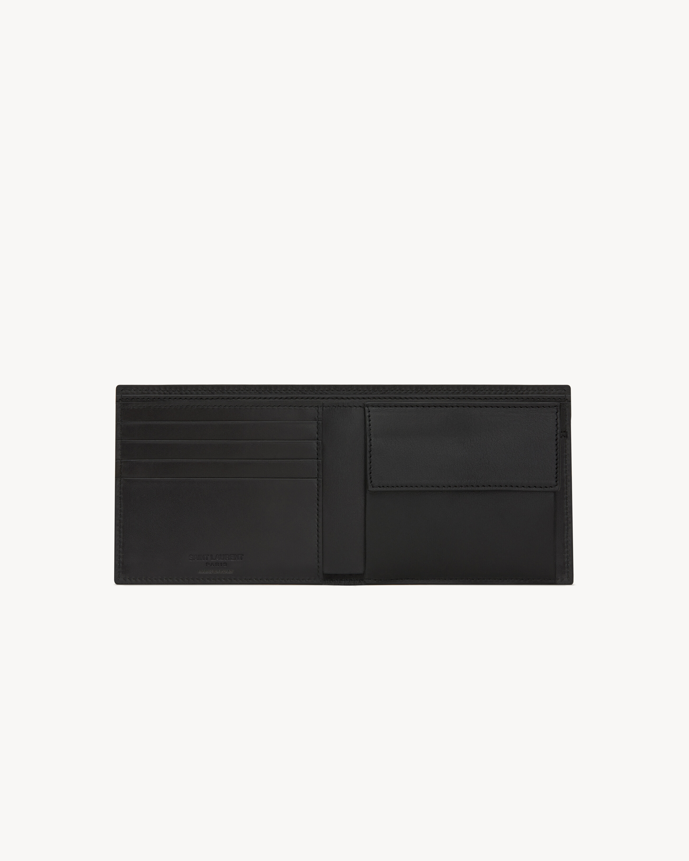 Saint Laurent Paris EAST/WEST wallet with coin purse in coated bark leather