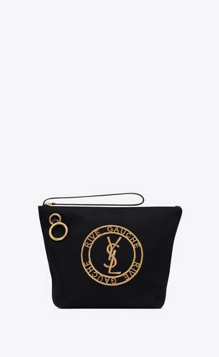 rive gauche embroidered pouch in felt