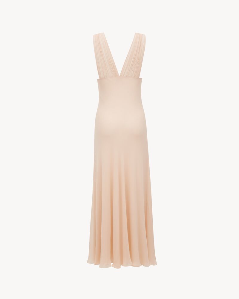 V-neck dress in silk crepe muslin