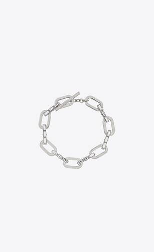 rhinestone and oval link bracelet in metal