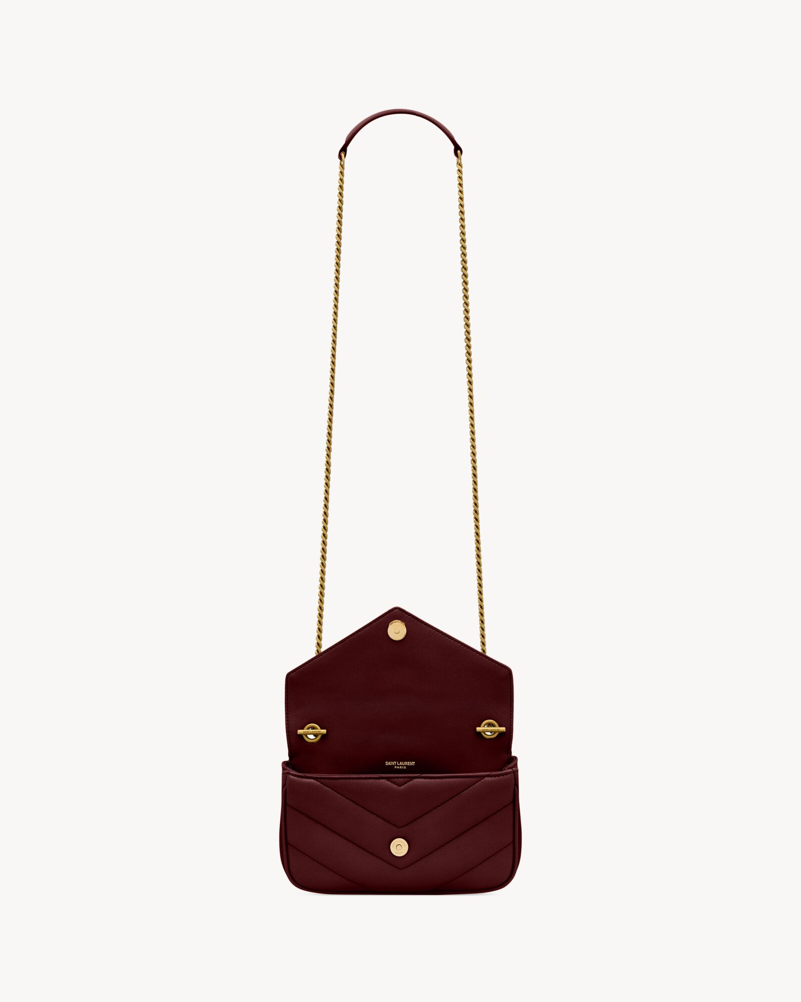 LOULOU MINI 20 IN BURGUNDY RED SHEEPSKIN GOLD HARDWARE