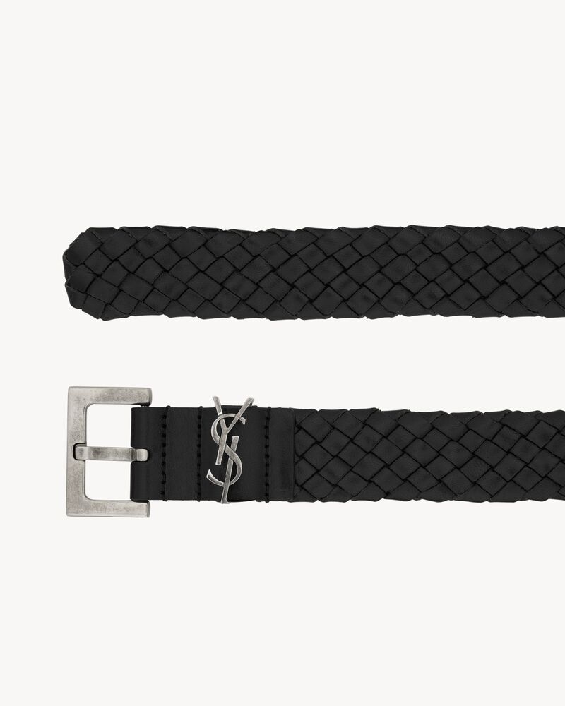 CASSANDRE belt in woven vegetable-tanned leather