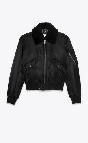 bomber army in nylon and shearling