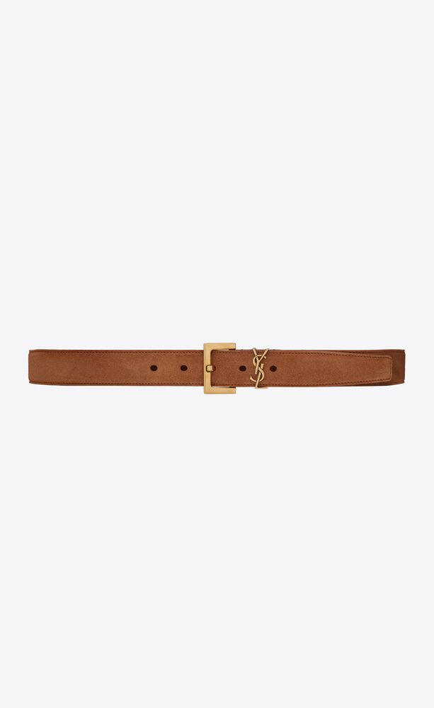 monogramme belt with square buckle in suede