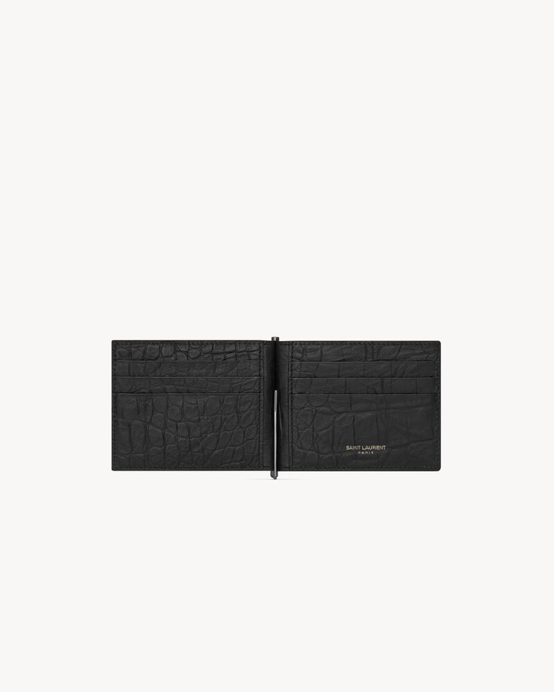 CASSANDRE Bill clip wallet in CROCODILE-EMBOSSED leather