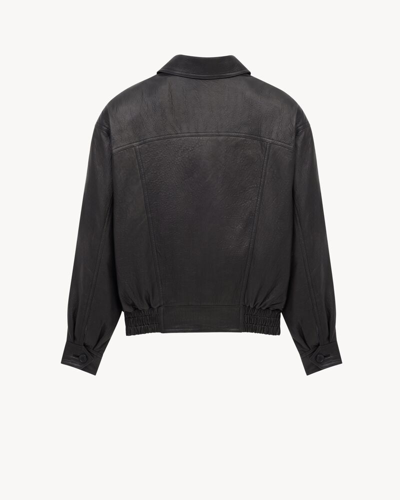 bomber jacket in bubbled lambskin
