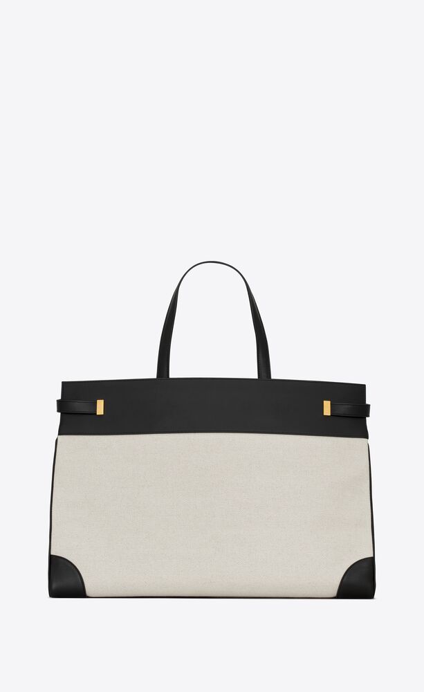 manhattan large shopping bag in canvas and shiny leather
