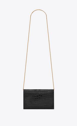 UPTOWN CHAIN WALLET IN CROCODILE-EMBOSSED SHINY LEATHER | Saint Laurent ...
