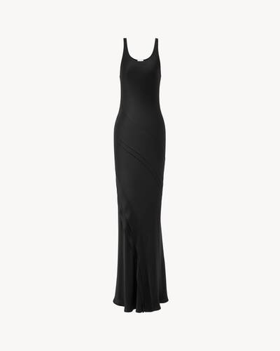ワンピース Saint Laurent SS22 Black satin dress (680636Y6A41 1000) SAINT LAURENT $4900 Black Silk Satin And Lace Slip Dress New