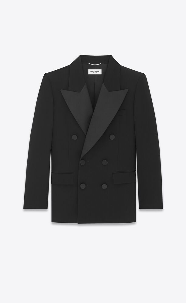 double-breasted tuxedo jacket in grain de poudre