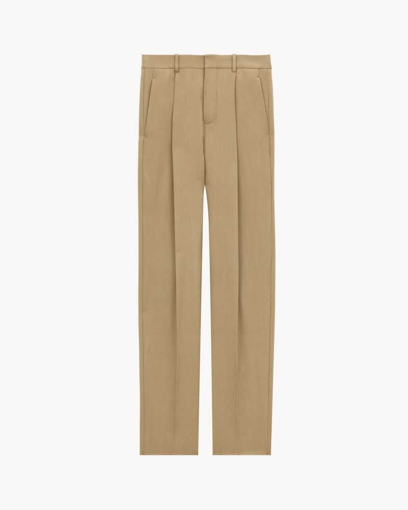 Pantalon taille haute en gabardine de laine